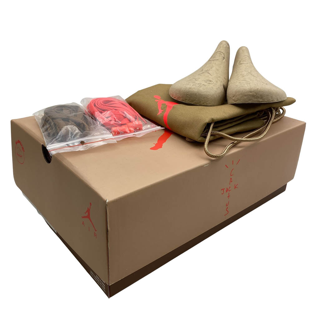 NIKE ナイキ DH0690-200 × Travis Scott トラヴィススコット【フェイクバスターズ鑑定済】Air Jordan 6 British Khaki エアジョーダン6 ハイカットスニーカー ブラウン系 26.5cm【中古】