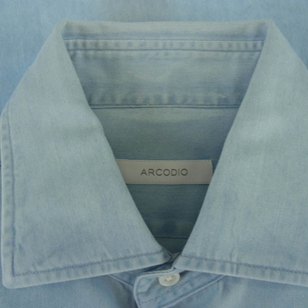 アルコディオ C-GIN00091 GINO シャンブレー ワイドカラー シャツ ライトブルー系 37【中古】