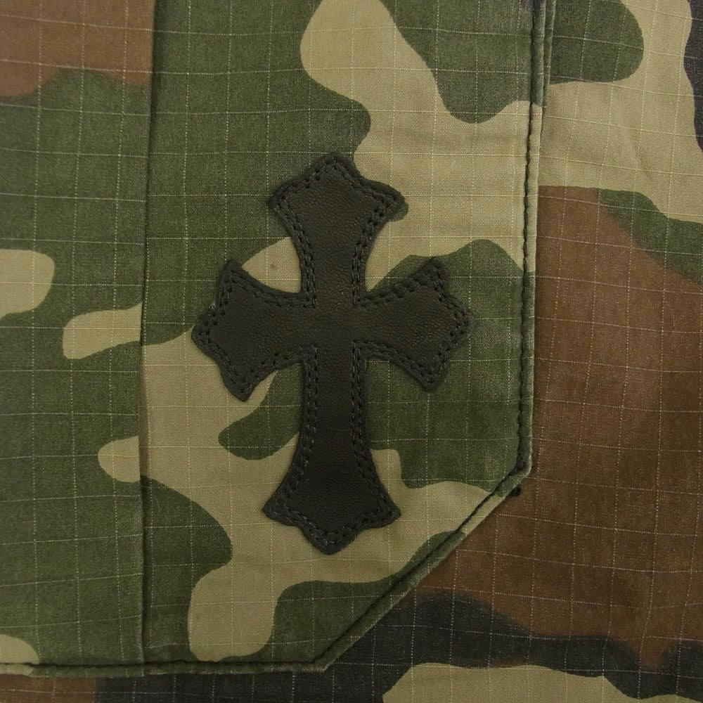 CHROME HEARTS クロムハーツ（原本無） DEVIL DOG RIPSTOP PANTS CAMO クロスパッチ付き カモフラ柄 カーゴパンツ カーキ系 36【極上美品】【中古】