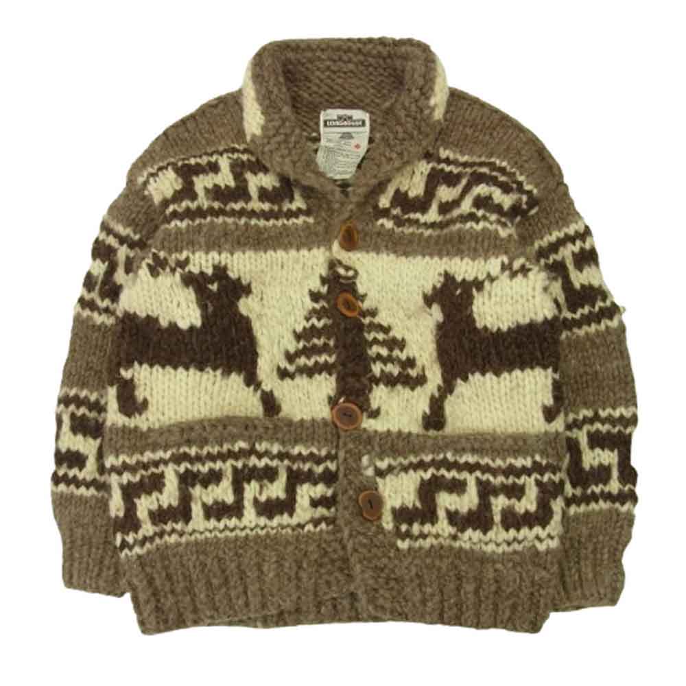 ロングハウス 旧タグ カナダ製 フルボタン カウチン セーター オフホワイト系 ブラウン系 XL【中古】