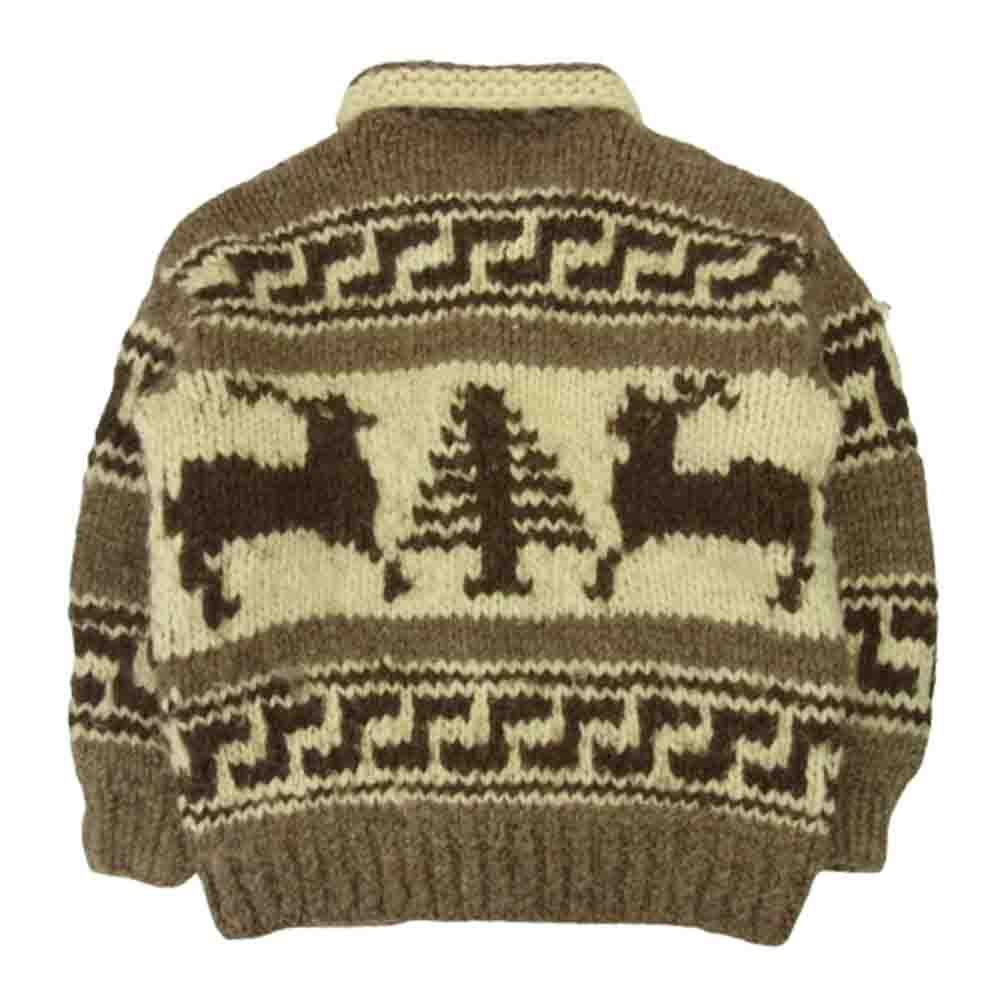 ロングハウス 旧タグ カナダ製 フルボタン カウチン セーター オフホワイト系 ブラウン系 XL【中古】