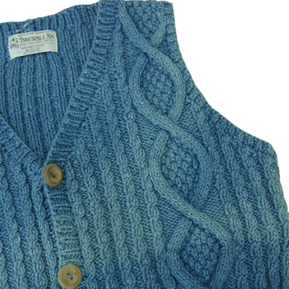 INVERALLAN インバーアラン 9H インディゴ ニット ベスト コットンニット ブルー系【中古】