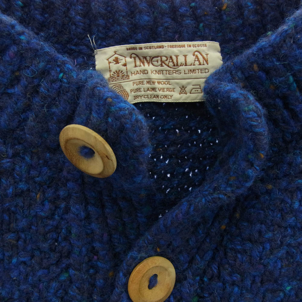 INVERALLAN インバーアラン 茶タグ 4A GOLFER CARDIGAN アランニット ノーカラー カーディガン ブルー系 ブルー系【中古】