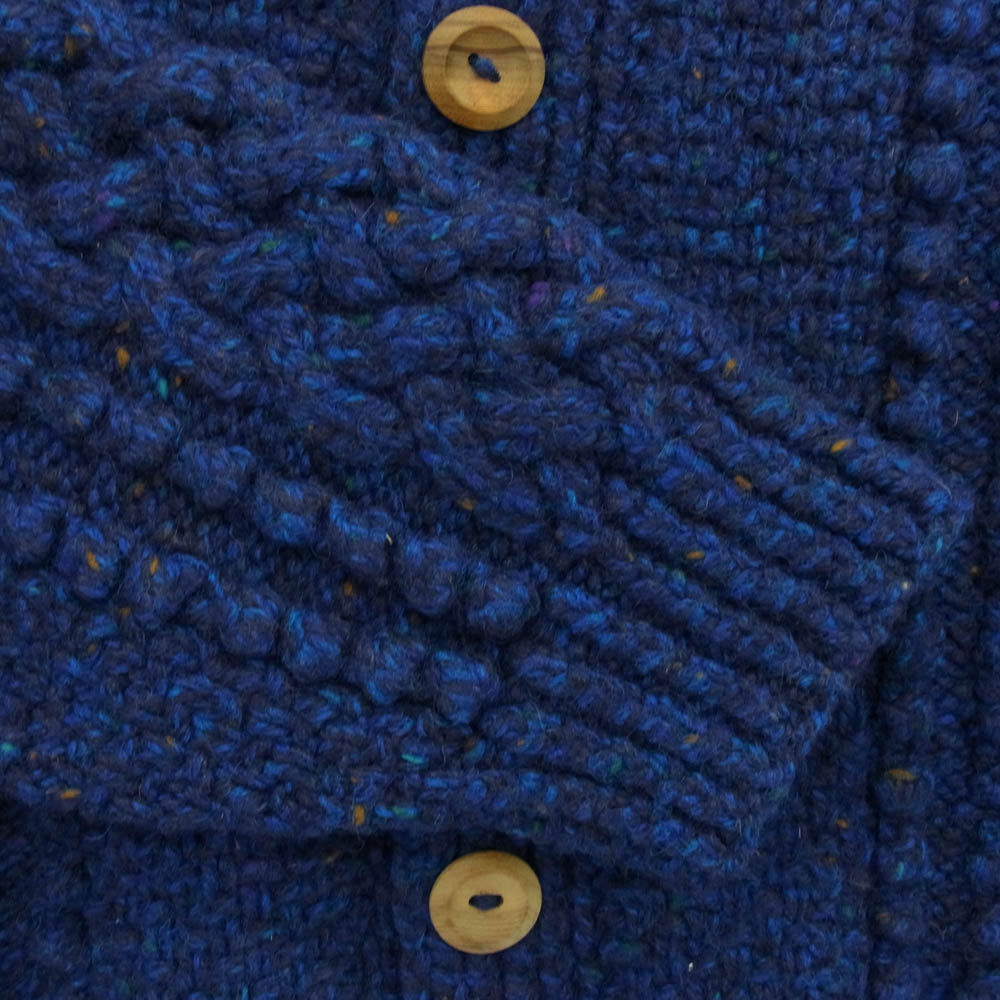INVERALLAN インバーアラン 茶タグ 4A GOLFER CARDIGAN アランニット ノーカラー カーディガン ブルー系 ブルー系【中古】