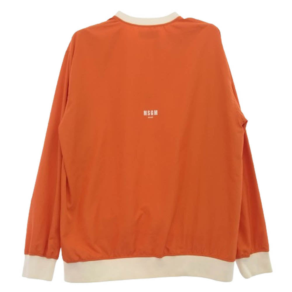 MSGM エムエスジーエム ロゴプリント 汚れ加工 長袖 カットソー ロングスリーブ Tシャツ ロンT オレンジ系 50【中古】