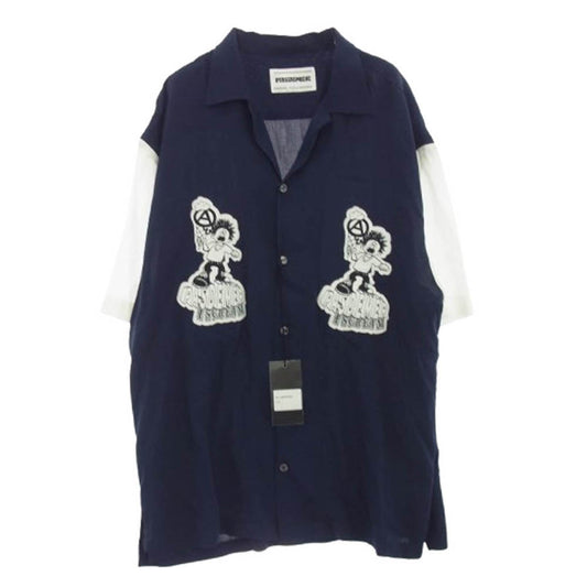 パドゥメ icecream shirt オープンカラー 半袖 アイスクリーム シャツ ネイビー系 M【中古】