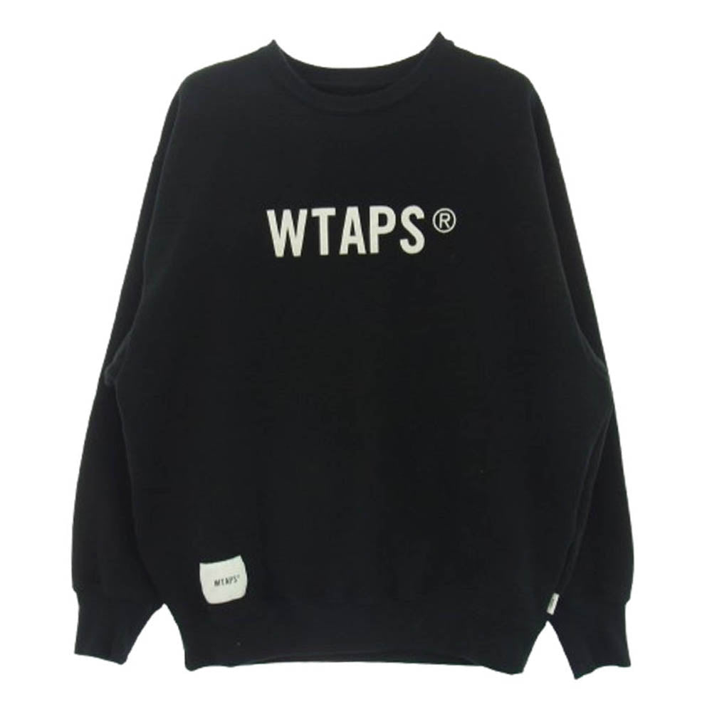WTAPS ダブルタップス 24SS 241ATDT-CSM01 SIGN SWEATER COTTON サイン コットン ロゴ プルオーバー スウェット トレーナー ブラック系 X 02【中古】