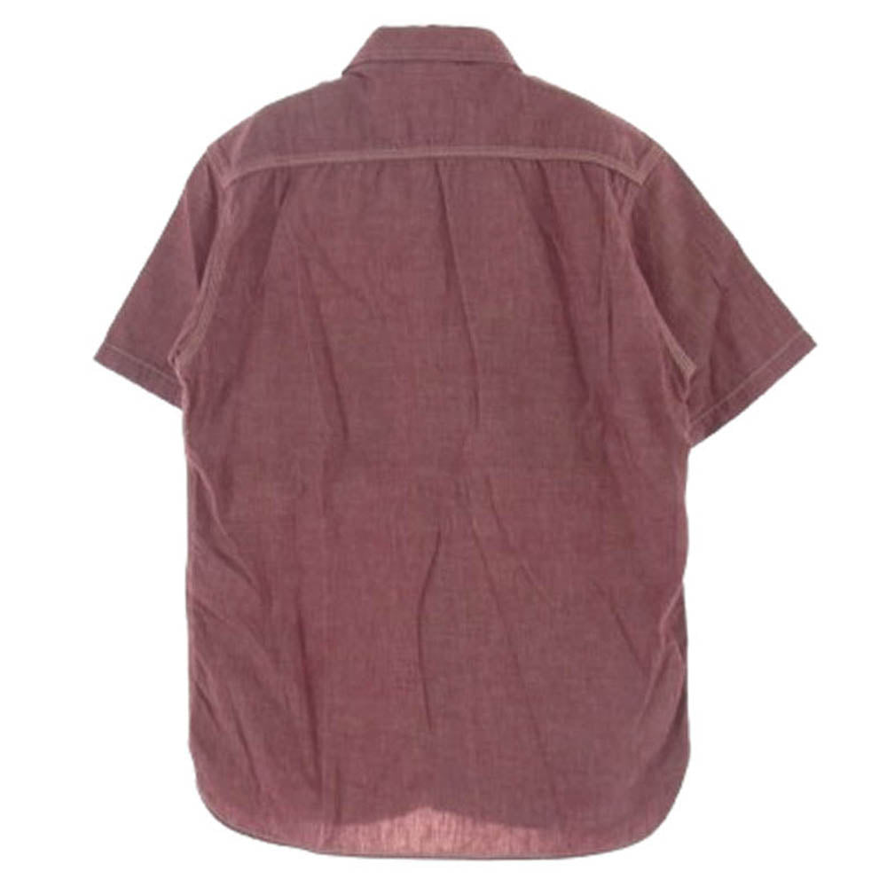 MOMOTARO JEANS 桃太郎ジーンズ 半袖 シャンブレー ワークシャツ エンジ系 36【中古】