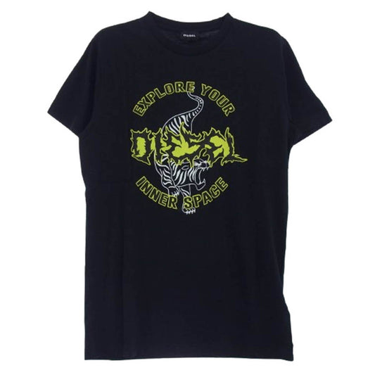DIESEL ディーゼル T-DIEGO サークルプリント 半袖Tシャツ ブラック系 S【新古品】【未使用】【中古】