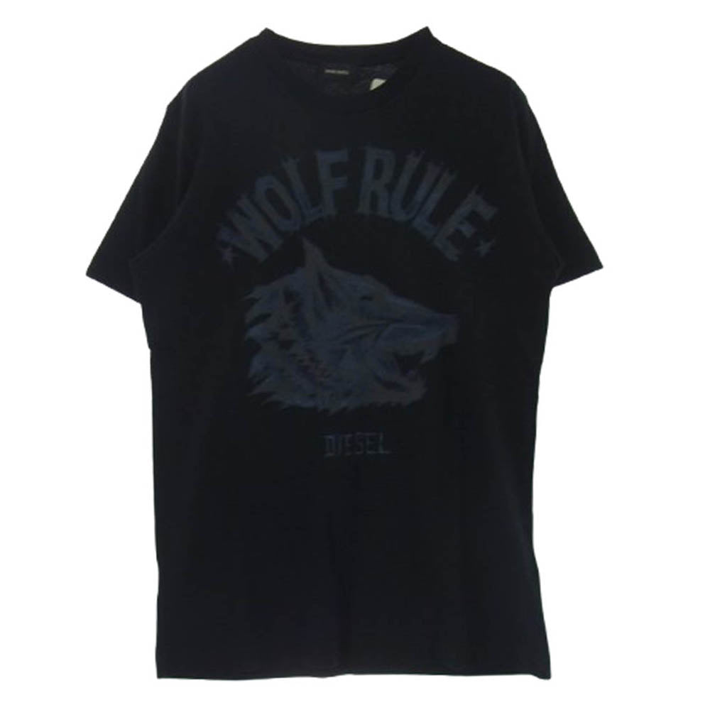 DIESEL ディーゼル T-JOE ウルフプリント 半袖Tシャツ ブラック系 XS【新古品】【未使用】【中古】