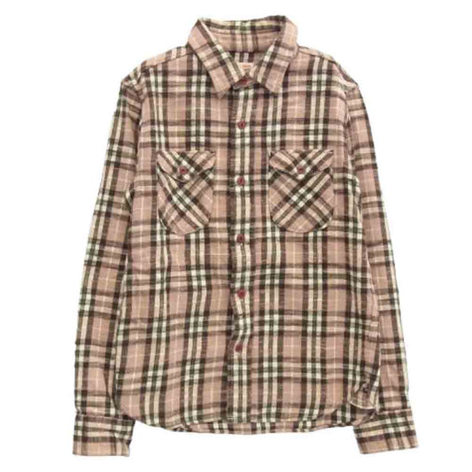 UES ウエス チェック柄 長袖 フランネル ワークシャツ ピンク系 1【中古】