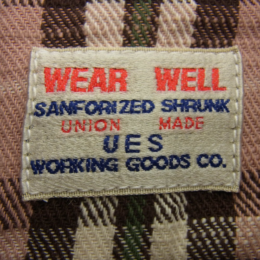 UES ウエス チェック柄 長袖 フランネル ワークシャツ ピンク系 1【中古】