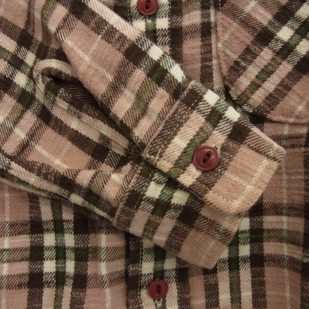 UES ウエス チェック柄 長袖 フランネル ワークシャツ ピンク系 1【中古】