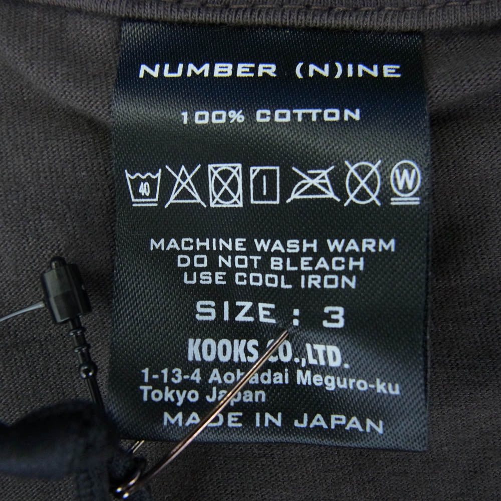 NUMBER(N)INE ナンバーナイン BI2NLT003 スター袖プリント フェンダーロゴ 長袖Tシャツ ダークグレー系 3【新古品】【未使用】【中古】