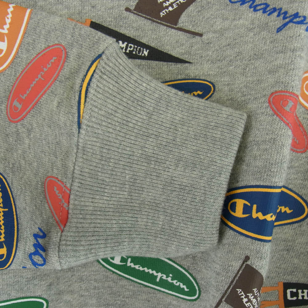 Champion チャンピオン C3-W023 ロゴ総柄 ミドルウェイト クルーネック スウェット グレー系 M【新古品】【未使用】【中古】