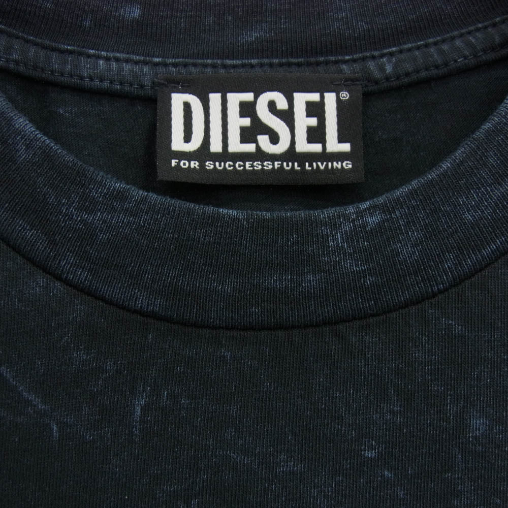 DIESEL ディーゼル T-GLYN Acid Wash Effect L/S Tee アシッドウォッシュ加工 長袖Tシャツ ブラック系 ブルー系 XS【新古品】【未使用】【中古】