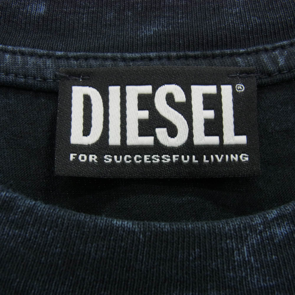 DIESEL ディーゼル T-GLYN Acid Wash Effect L/S Tee アシッドウォッシュ加工 長袖Tシャツ ブラック系 ブルー系 XS【新古品】【未使用】【中古】