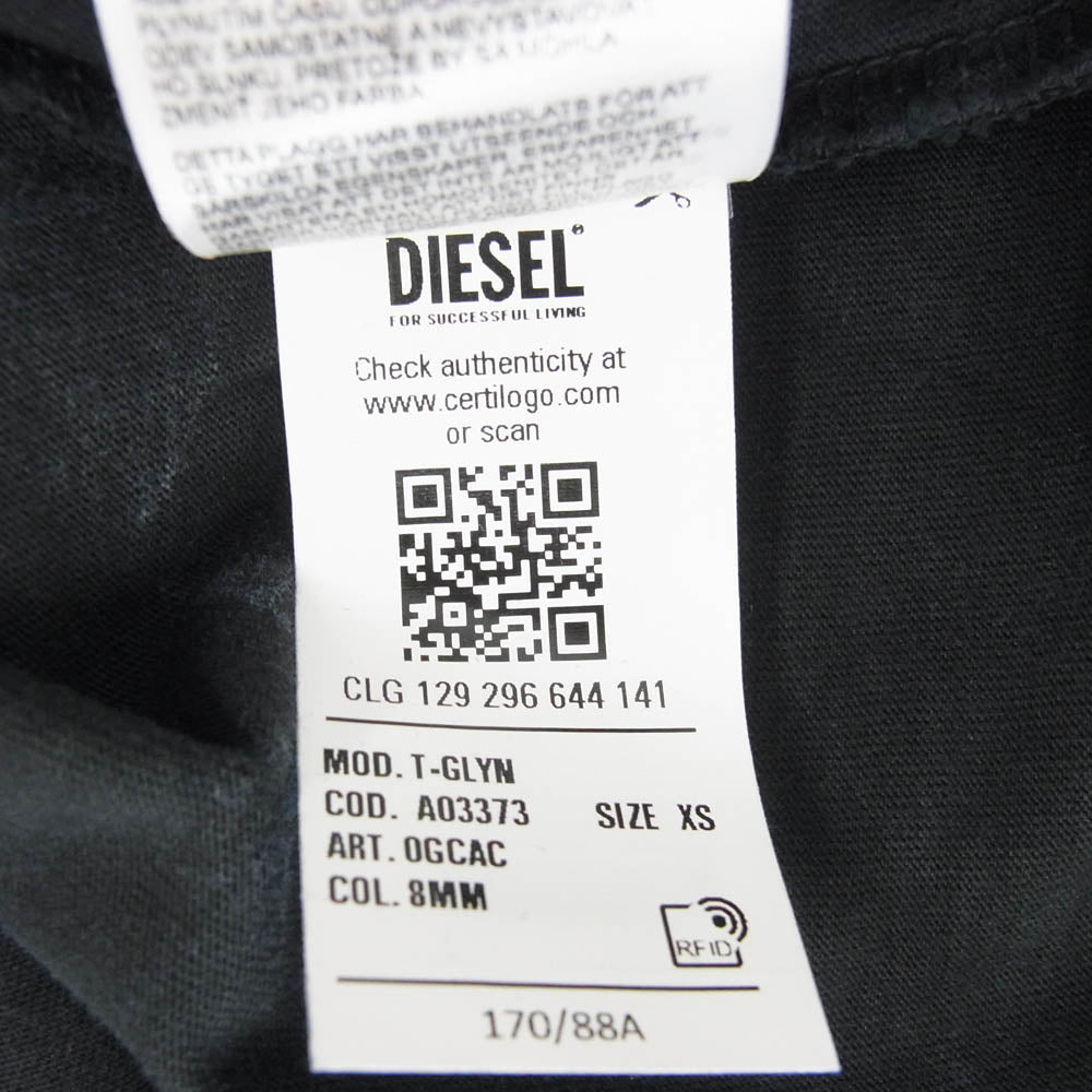 DIESEL ディーゼル T-GLYN Acid Wash Effect L/S Tee アシッドウォッシュ加工 長袖Tシャツ ブラック系 ブルー系 XS【新古品】【未使用】【中古】