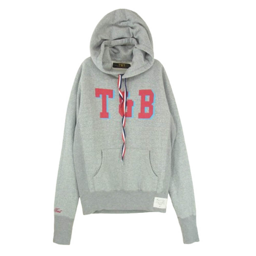 TMT ティーエムティー PRINT HOODIE プリント プルオーバー スウェット パーカー グレー系 S【美品】【中古】