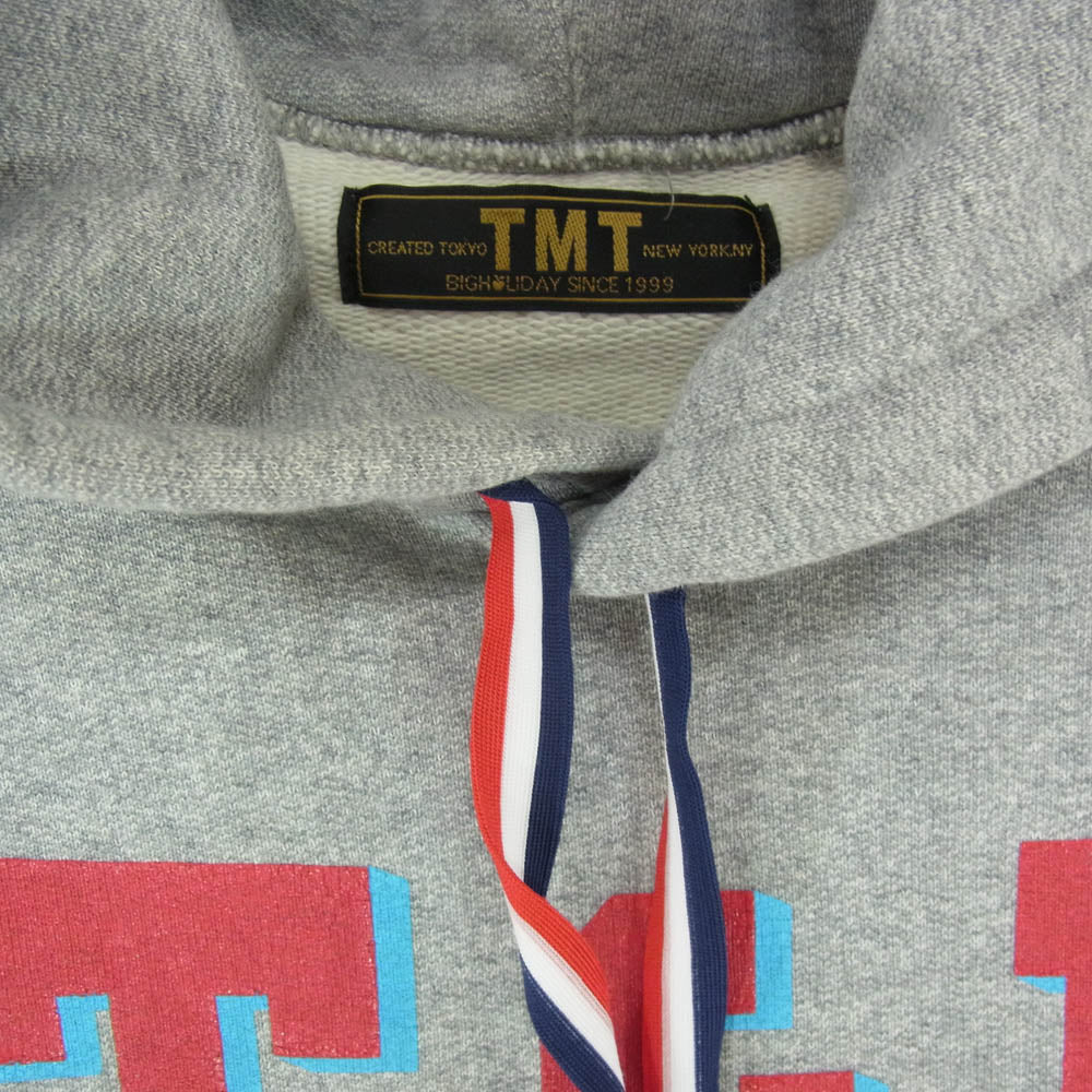TMT ティーエムティー PRINT HOODIE プリント プルオーバー スウェット パーカー グレー系 S【美品】【中古】