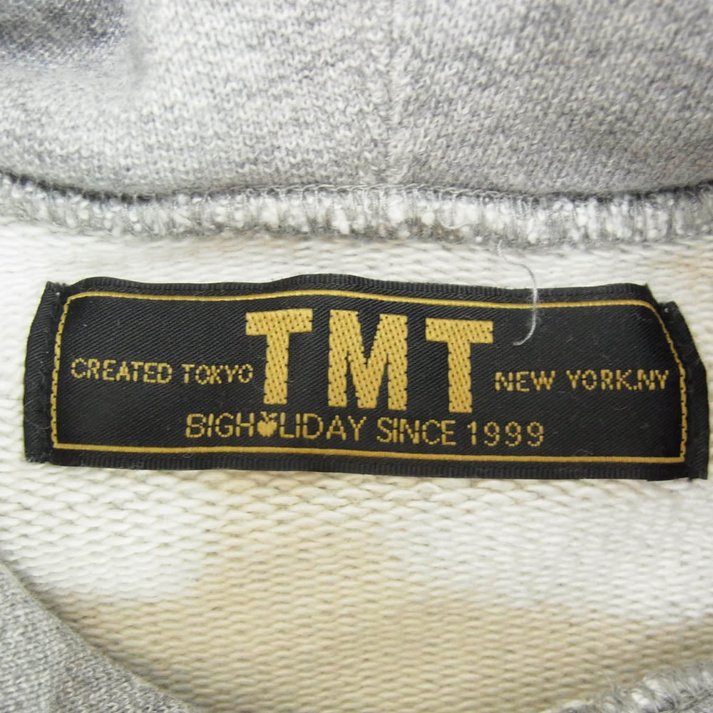 TMT ティーエムティー PRINT HOODIE プリント プルオーバー スウェット パーカー グレー系 S【美品】【中古】