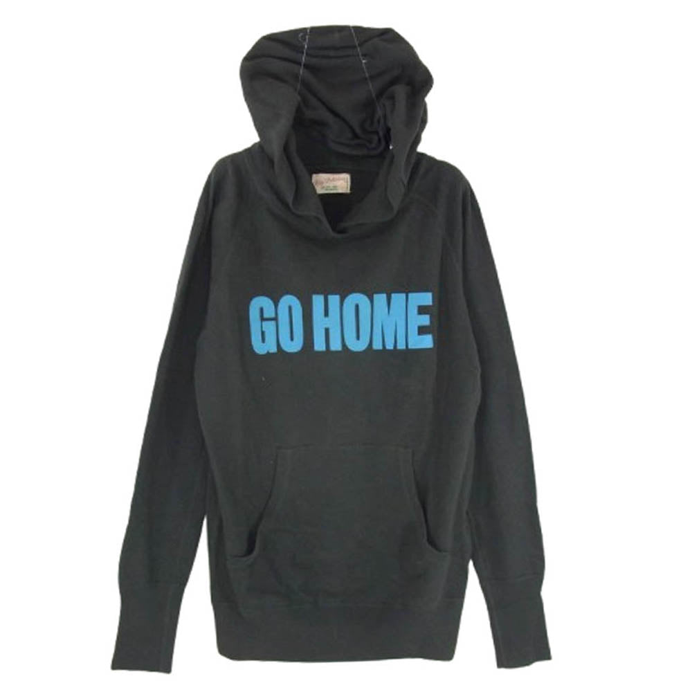 TMT ティーエムティー GO HOME プリント プルオーバー スウェット パーカー ブラック系 S【中古】