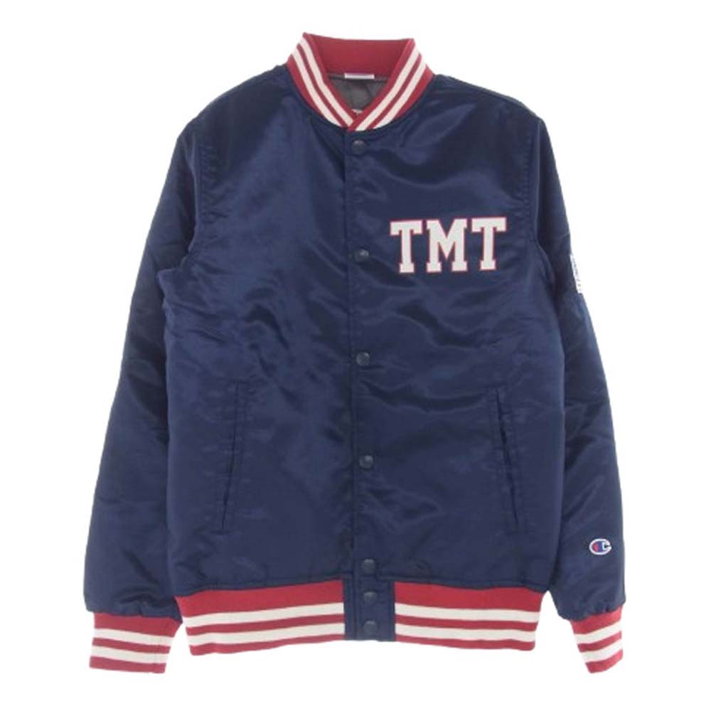 TMT ティーエムティー C8-E601 × Champion チャンピオン BIGHOLIDAY ナイロン スタジアム ジャケット スタジャン ブルー系 M【美品】【中古】