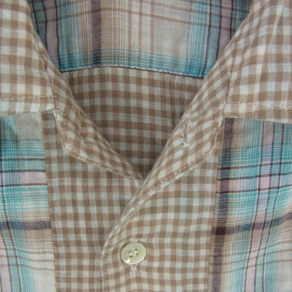 GOODENOUGH グッドイナフ GE-113004 背ロゴ パッチワーク 長袖 シャツ ライトブラウン系 ライトブルー系 3【中古】