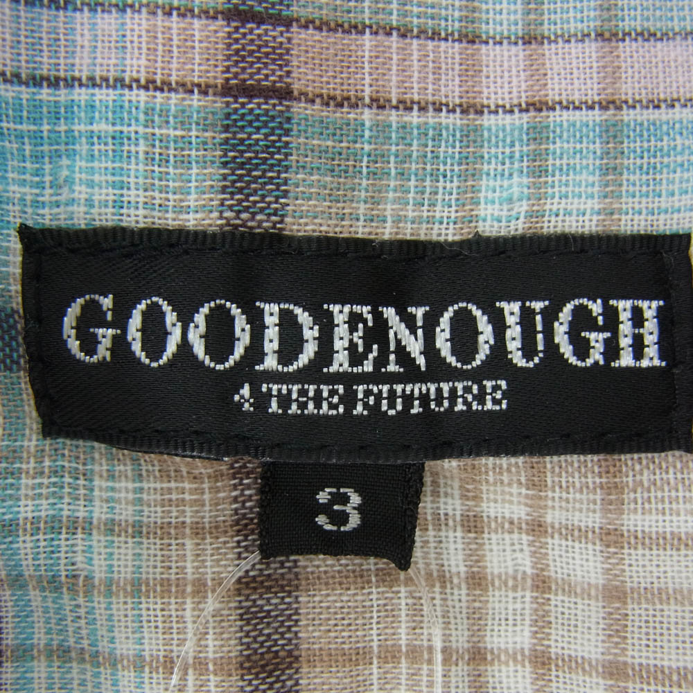 GOODENOUGH グッドイナフ GE-113004 背ロゴ パッチワーク 長袖 シャツ ライトブラウン系 ライトブルー系 3【中古】