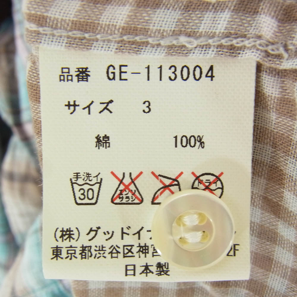 GOODENOUGH グッドイナフ GE-113004 背ロゴ パッチワーク 長袖 シャツ ライトブラウン系 ライトブルー系 3【中古】
