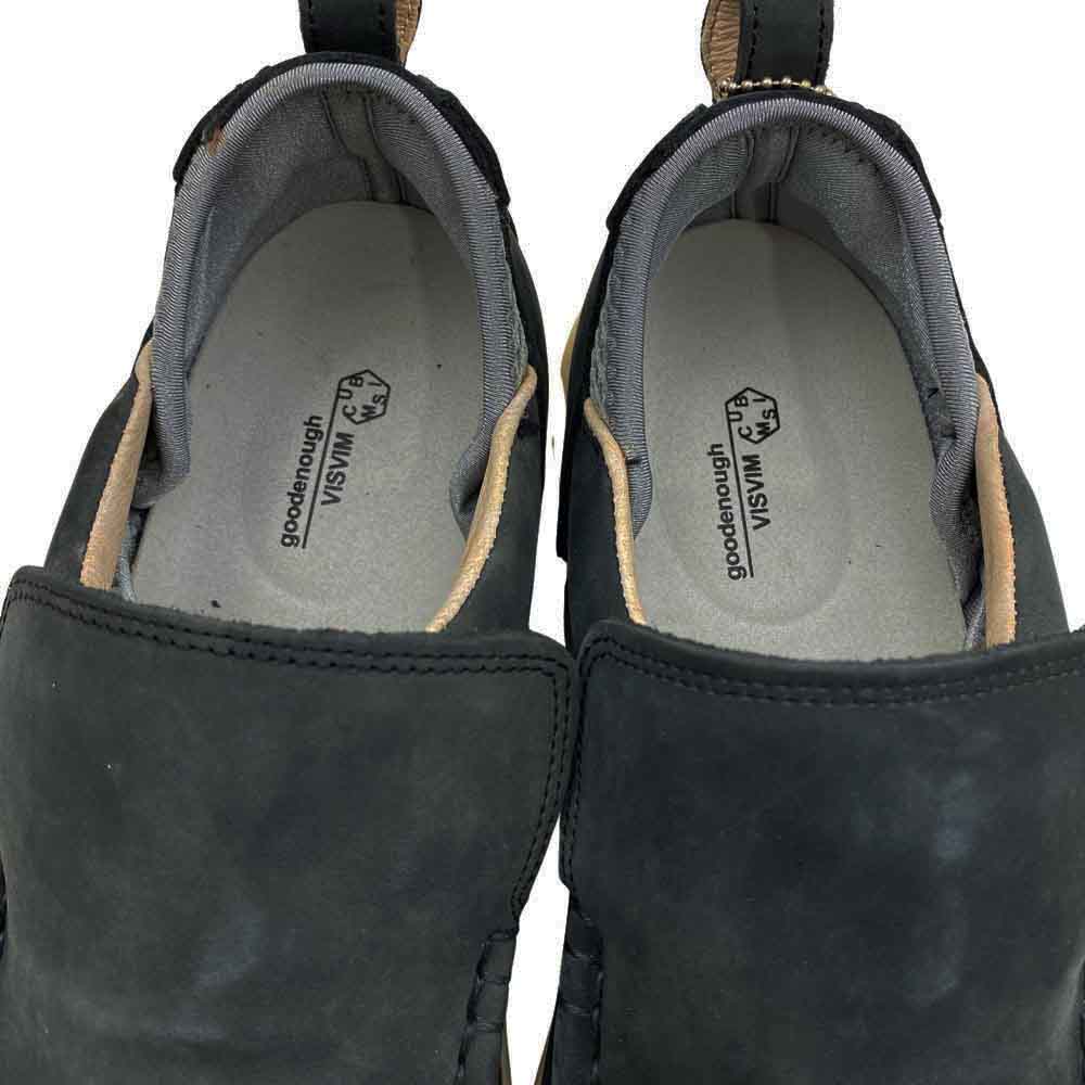 VISVIM ビズビム 0001-01 × GOODENOUGH グッドイナフ TWONBLY トゥンブリー ローファータイプ スニーカー GVキーホルダー シューズケース付 ブラック系 28cm【中古】
