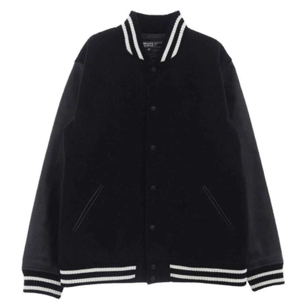 リゾネイトグッドイナフ 袖レザー ワッペン付きラメ スタジャン ブラック系 L【中古】