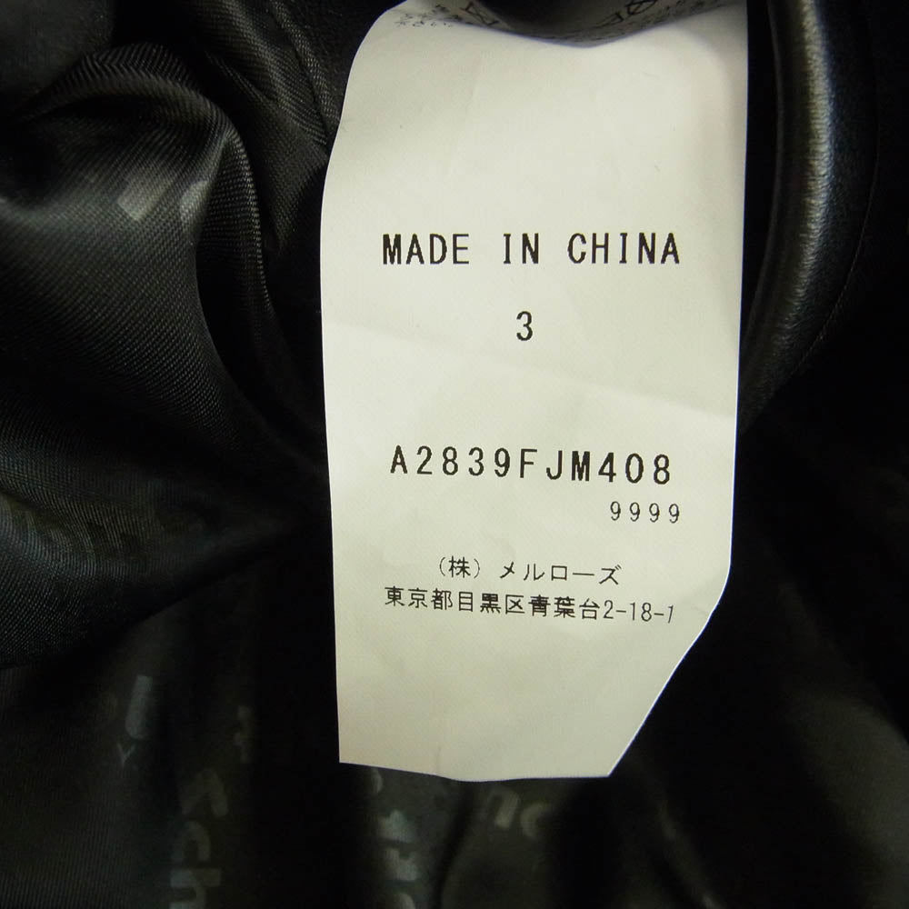 schott ショット A2839FJM408 × CONVERSE TOKYO LAMB LEATHER JACKET コンバース トウキョウ ラム レザー ジャケット ブラック系 3【極上美品】【中古】