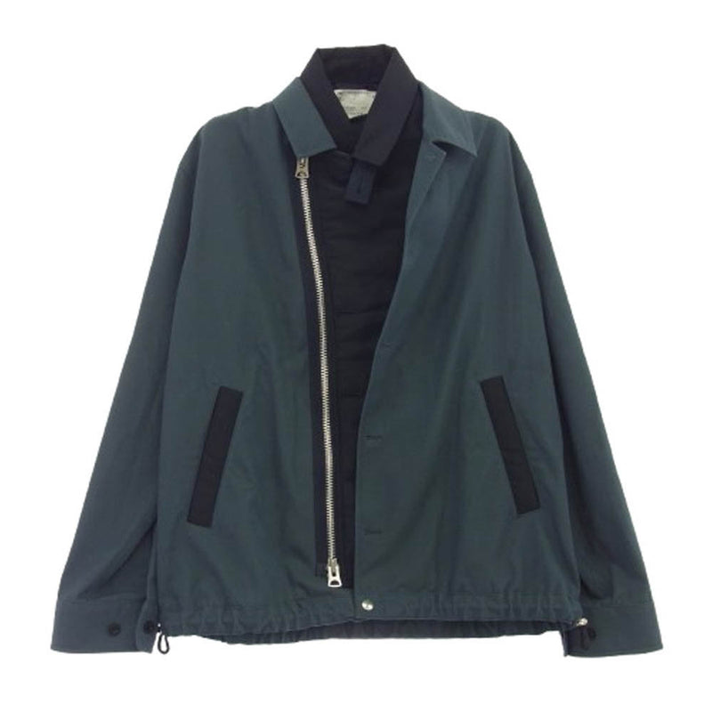 Sacai サカイ 25SS 25-03608M Cotton Twill Jacket コットンツイル ドッキング ジャケット ブルゾン ネイビー系 灰色がかった青緑色 2【美品】【中古】