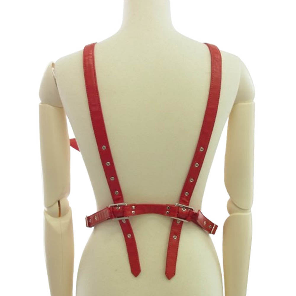 COMME des GARCONS NOIR コムデギャルソン ノワール 3OV006 フェイクレザー リップ ハーネス ベスト レッド系【新古品】【未使用】【中古】