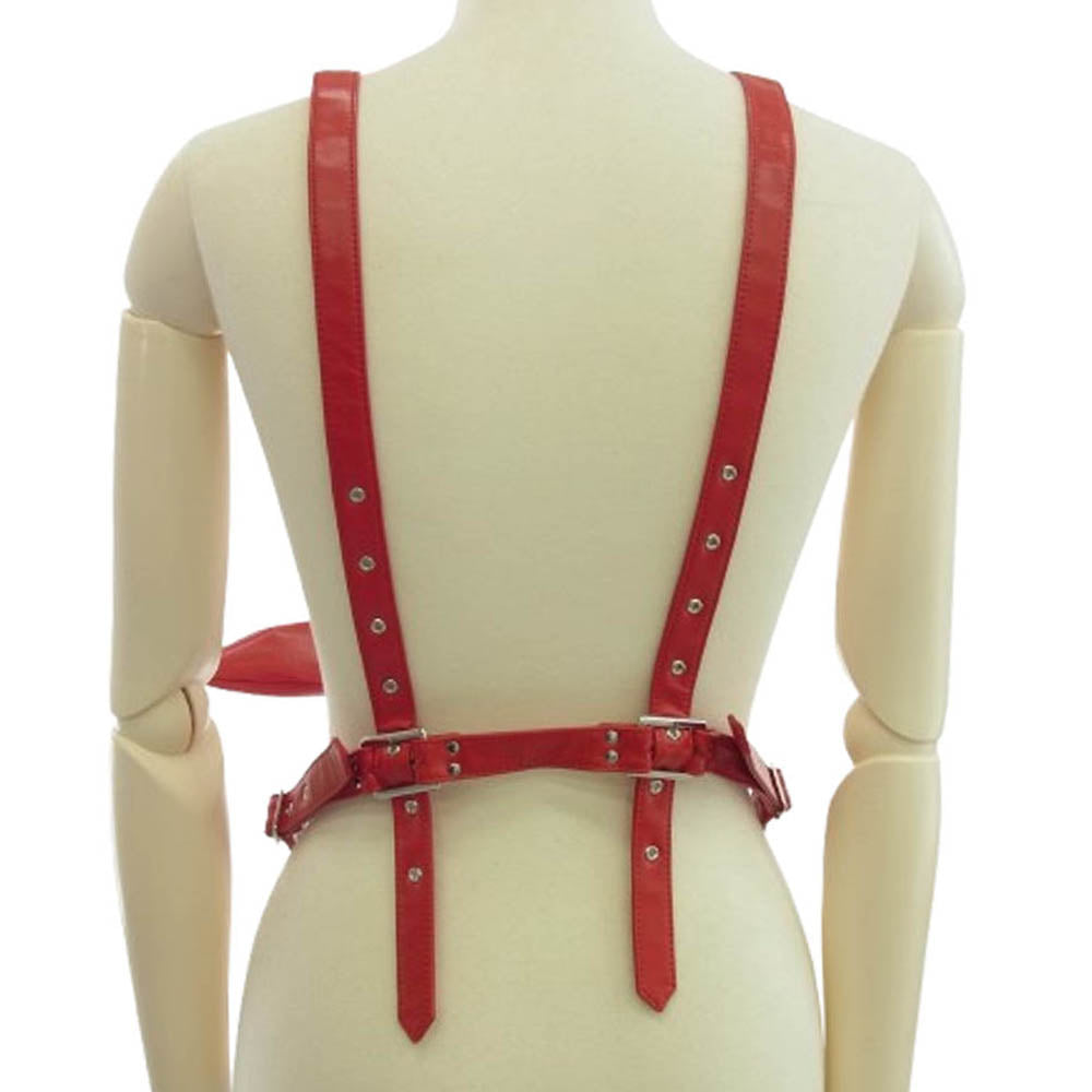 COMME des GARCONS NOIR コムデギャルソン ノワール 3OV006 フェイクレザー リップ ハーネス ベスト レッド系【極上美品】【中古】