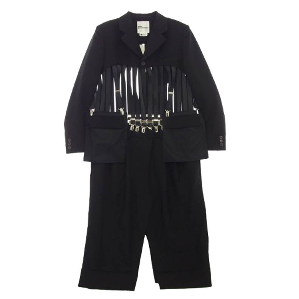COMME des GARCONS NOIR コムデギャルソン ノワール 3O-C001 NOIR KEI NINOMIYA ノワールケイニノミヤ ウールモヘアドスキン サスペンダー ジャケット コート ブラック系 S【新古品】【未使用】【中古】