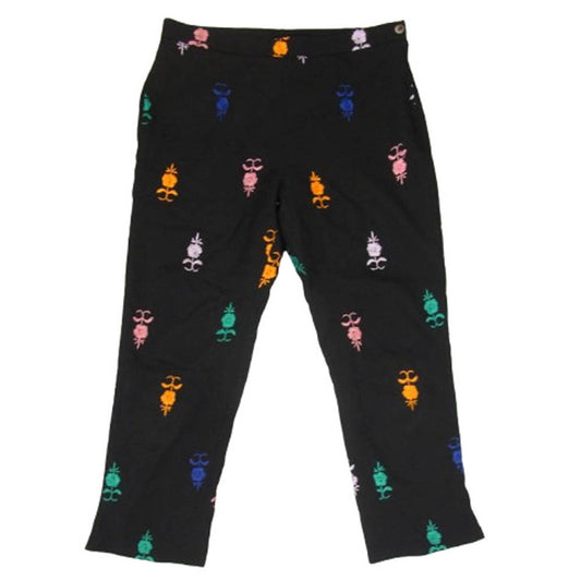 tricot COMME des GARCONS トリココムデギャルソン 01AW TC-P007 フラワー 刺繍 ウール テーパード パンツ ブラック系 M【中古】