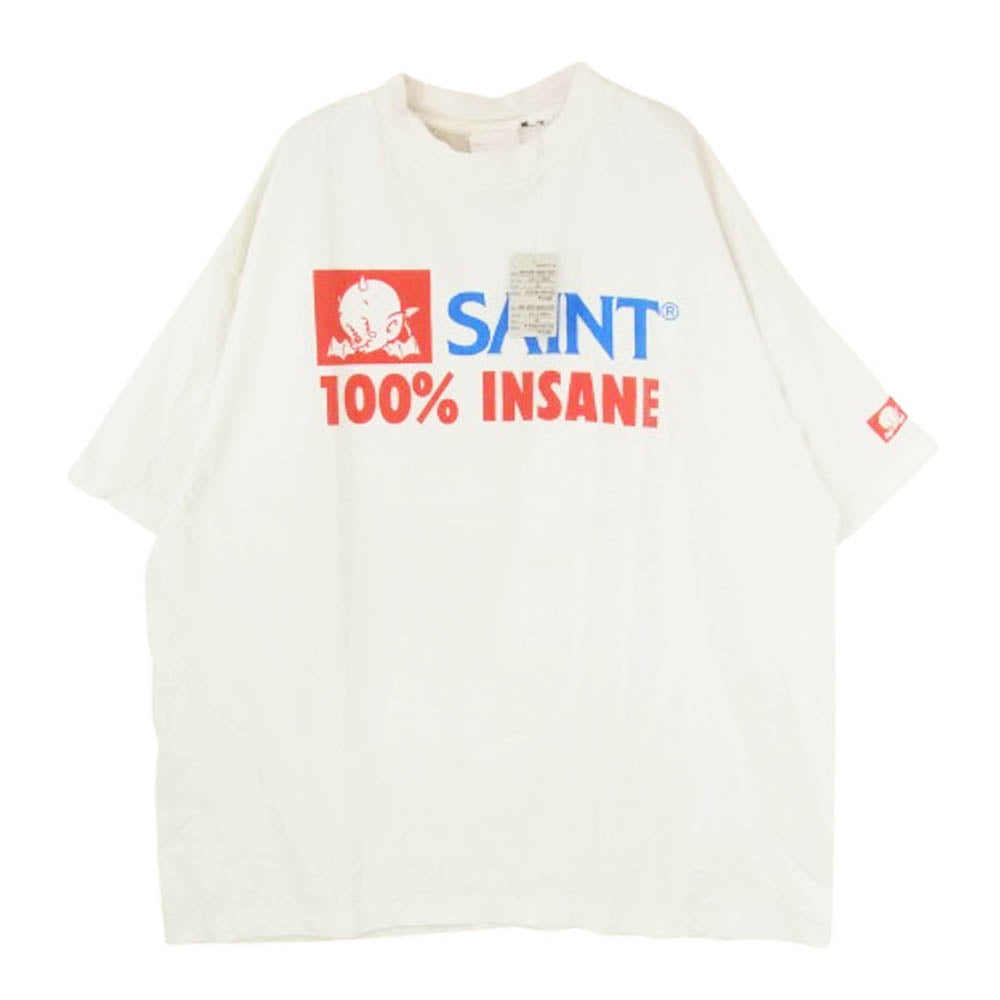 SAINT MICHAEL セントマイケル SM-HR3-0000-026 SS TEE INSANE 半袖Ｔシャツ ホワイト系 XL【新古品】【未使用】【中古】