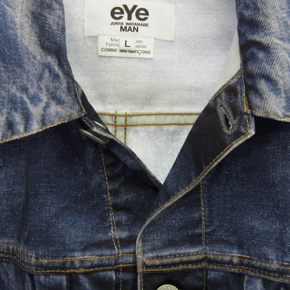 JUNYA WATANABE COMME des GARCONS MAN ジュンヤワタナベコムデギャルソンマン 25SS WO-910-100 × BerBerJin × Levi's ナイロン ツイル インク ジェット プリント 507XX 2nd 転写 デニム ジャケット インディゴブルー系 L【新古品】【未使用】【中古】