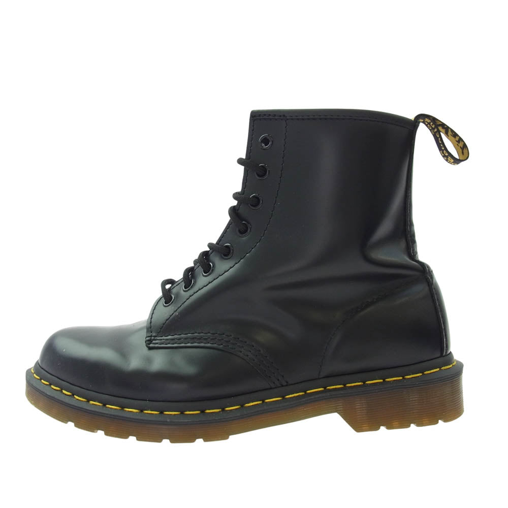 Dr.Martens ドクターマーチン 8ホール イエロー ステッチ レザー ハイカット ブーツ ブラック系 UK9【中古】