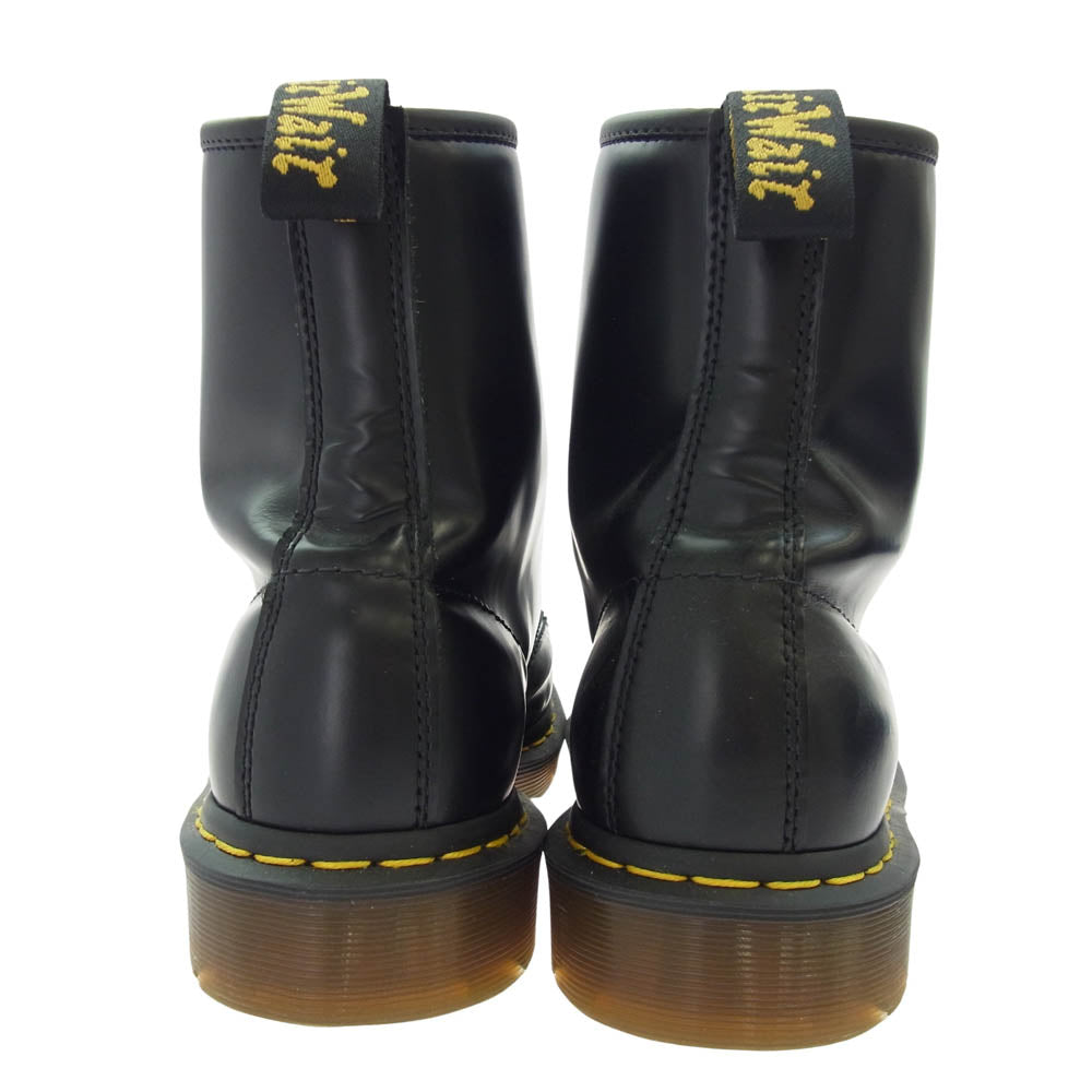 Dr.Martens ドクターマーチン 8ホール イエロー ステッチ レザー ハイカット ブーツ ブラック系 UK9【中古】