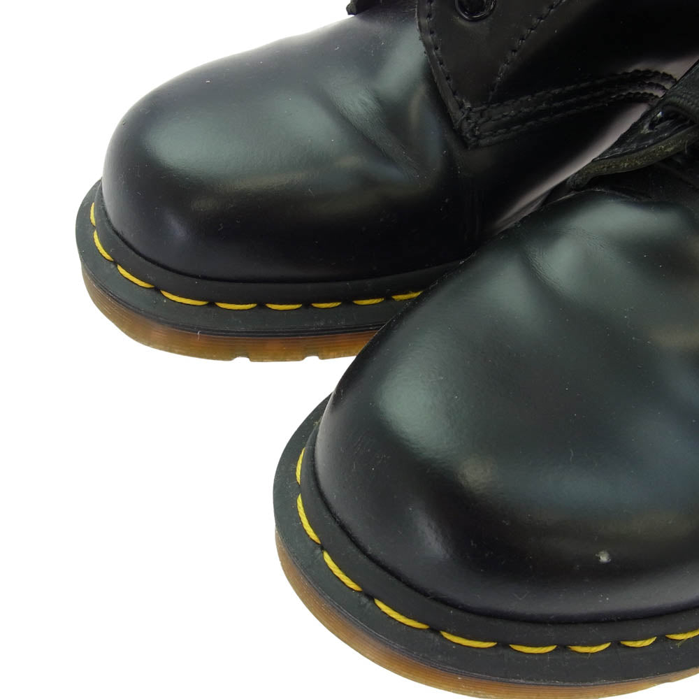Dr.Martens ドクターマーチン 8ホール イエロー ステッチ レザー ハイカット ブーツ ブラック系 UK9【中古】
