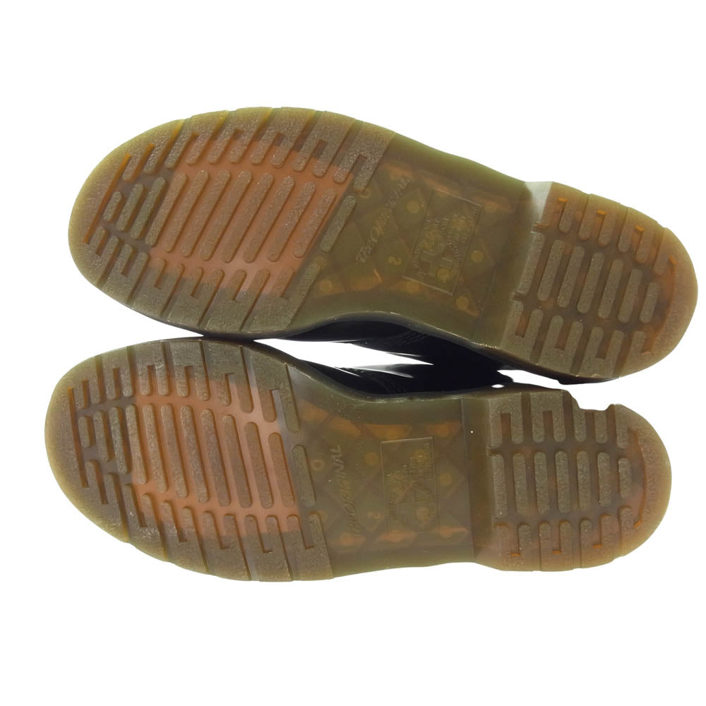 Dr.Martens ドクターマーチン 8ホール イエロー ステッチ レザー ハイカット ブーツ ブラック系 UK9【中古】