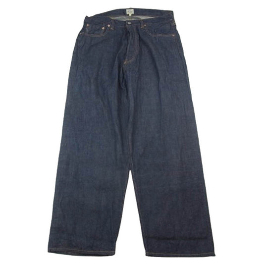 GOLD ゴールド RECYCLED WASTE SUVIN COTTON YARN 11oz. DENIM 5POCKET WIDE PANTS デニム ワイド パンツ インディゴブルー系 L【中古】
