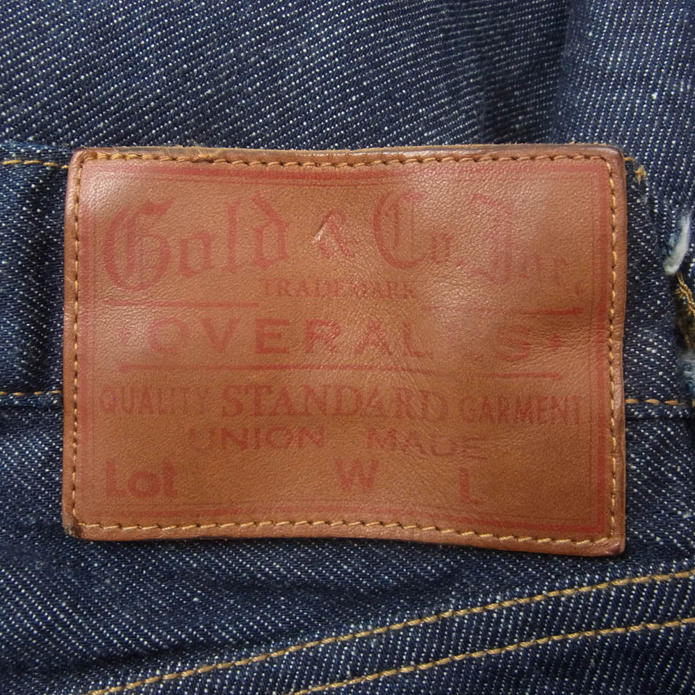 GOLD ゴールド RECYCLED WASTE SUVIN COTTON YARN 11oz. DENIM 5POCKET WIDE PANTS デニム ワイド パンツ インディゴブルー系 L【中古】