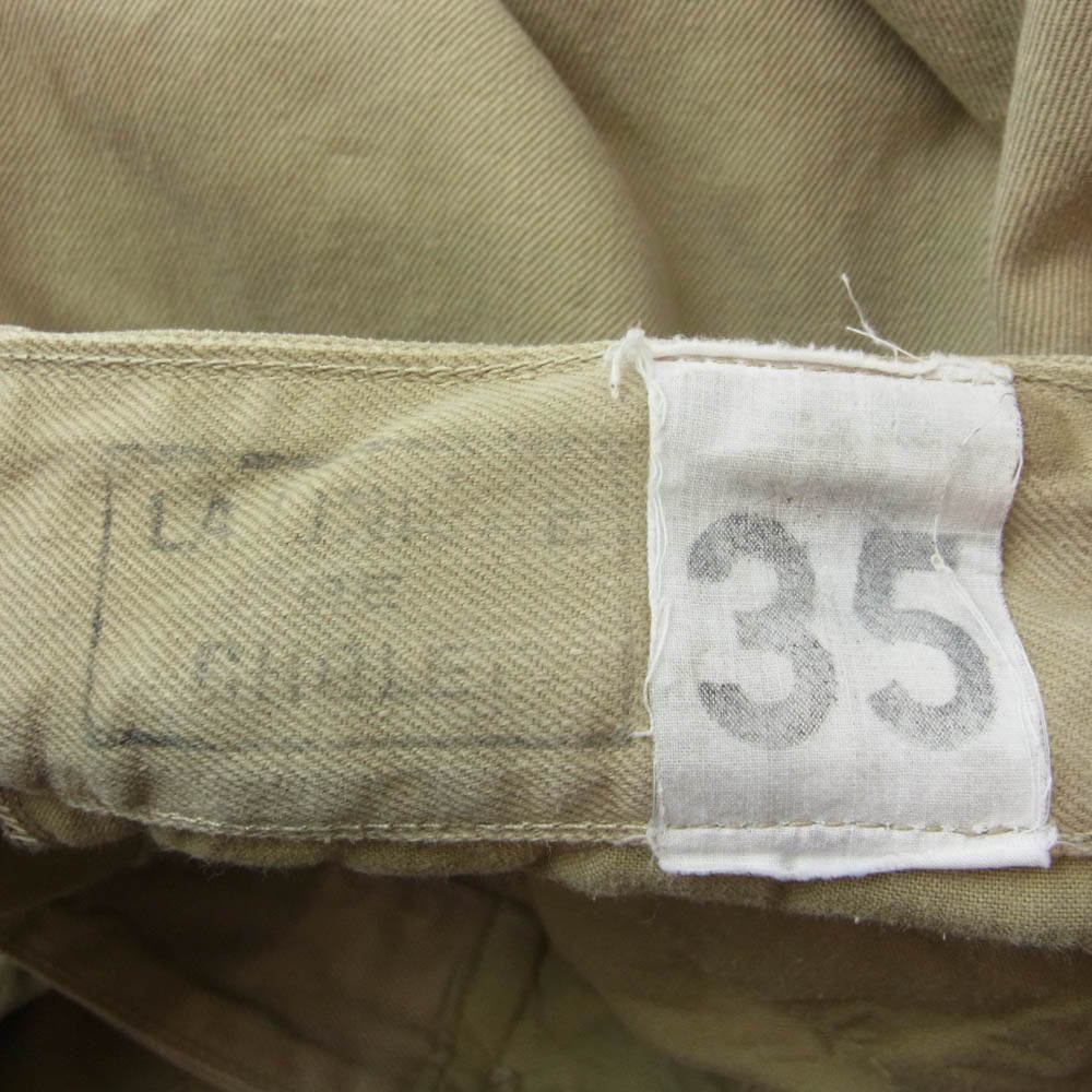 フレンチアーミー French Army M-52 フランス軍 ヴィンテージ ツータック チノトラウザー ミリタリー チノパン ベージュ系 35【中古】