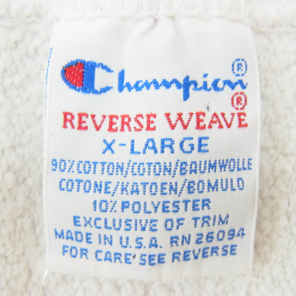 Champion チャンピオン vintage Reverse Weave 刺繍 タグ USA製 リバース ウィーブ スウェット ホワイト系 XL【中古】