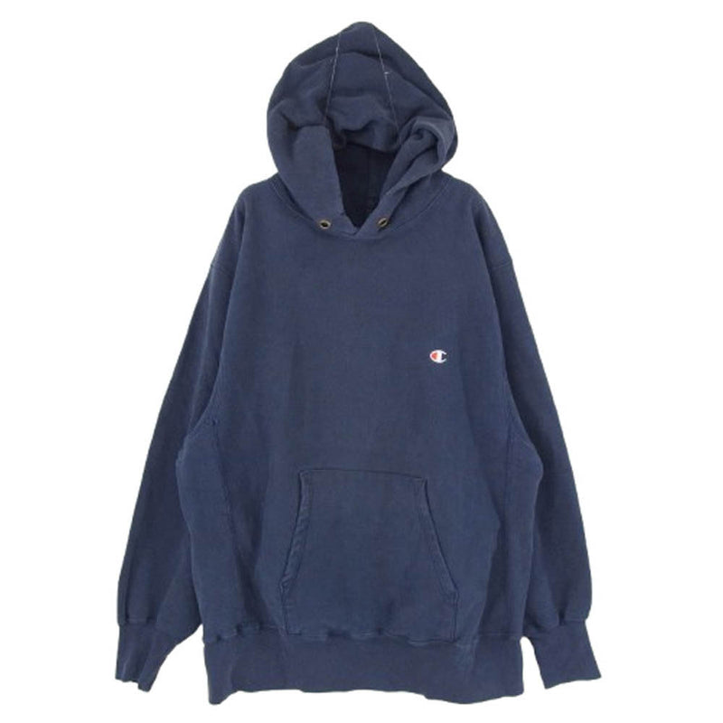 Champion チャンピオン vintage Reverse Weave 刺繍 タグ USA製 リバース ウィーブ プルオーバー パーカー ネイビー系 L【中古】