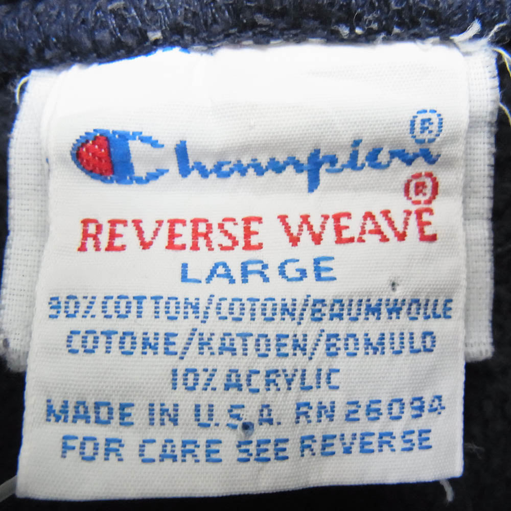Champion チャンピオン vintage Reverse Weave 刺繍 タグ USA製 リバース ウィーブ プルオーバー パーカー ネイビー系 L【中古】